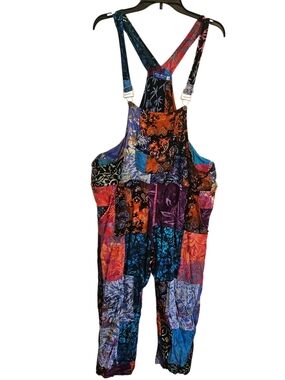 Mexicali Blues Playful Batik Patchwork Overalls Sz XL